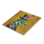 Mardi Gras Steampunk Feest Beest Alligator Tegeltje (Zijkant)