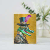 Mardi Gras Steampunk Party Dierlijke Alligator Briefkaart (Staand voorkant)