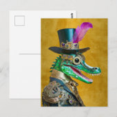Mardi Gras Steampunk Party Dierlijke Alligator Briefkaart (Voorkant / Achterkant)