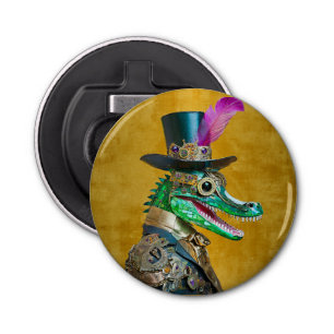 Mardi Gras Steampunk Party Dierlijke Alligator Button Flesopener