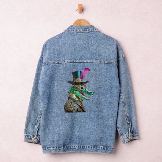 Mardi Gras Steampunk Party Dierlijke Alligator Denim Jacket (Hangar)