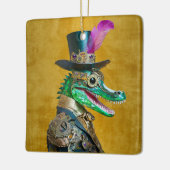 Mardi Gras Steampunk Party Dierlijke Alligator Keramisch Ornament (Links)