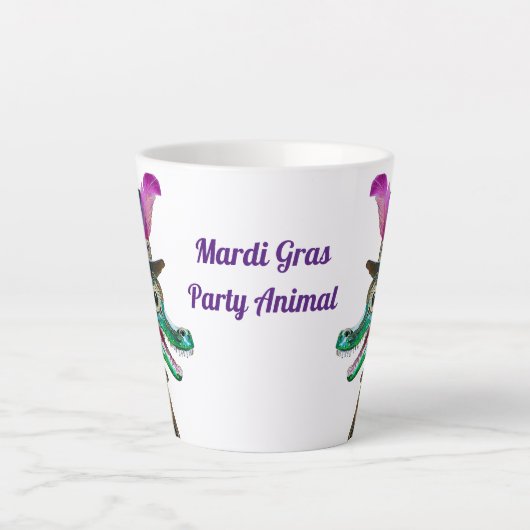 Mardi Gras Steampunk Party Dierlijke Alligator Latte Mok (Voorkant)