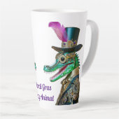 Mardi Gras Steampunk Party Dierlijke Alligator Latte Mok (Rechterhoek)