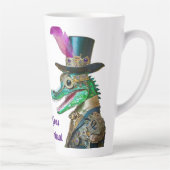 Mardi Gras Steampunk Party Dierlijke Alligator Latte Mok (Rechts)