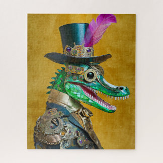 Mardi Gras Steampunk Party Dierlijke Alligator Legpuzzel