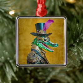 Mardi Gras Steampunk Party Dierlijke Alligator Metalen Ornament