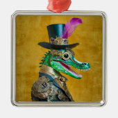 Mardi Gras Steampunk Party Dierlijke Alligator Metalen Ornament (Voorkant)