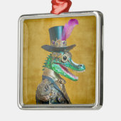 Mardi Gras Steampunk Party Dierlijke Alligator Metalen Ornament (Links)