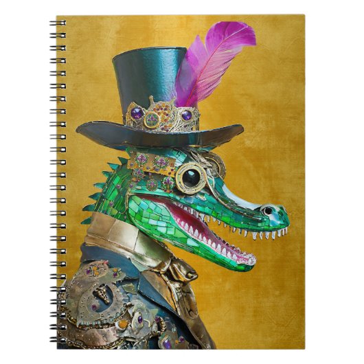 Mardi Gras Steampunk Party Dierlijke Alligator Notitieboek (Voorkant)