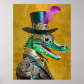 Mardi Gras Steampunk Party Dierlijke Alligator Poster (Voorkant)