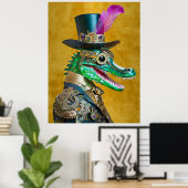 Mardi Gras Steampunk Party Dierlijke Alligator Poster (Thuiskantoor)