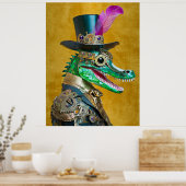 Mardi Gras Steampunk Party Dierlijke Alligator Poster (Keuken)