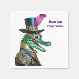 Mardi Gras Steampunk Party Dierlijke Alligator Servet
