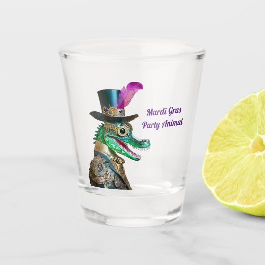 Mardi Gras Steampunk Party Dierlijke Alligator Shot Glas (Voorkant)