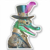 Mardi Gras Steampunk Party Dierlijke Alligator Sticker (Voorkant)