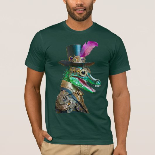 Mardi Gras Steampunk Party Dierlijke Alligator T-shirt (Voorkant)