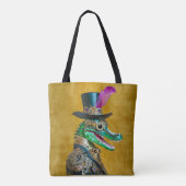 Mardi Gras Steampunk Party Dierlijke Alligator Tote Bag (Achterkant)