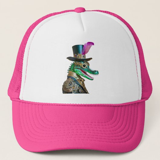 Mardi Gras Steampunk Party Dierlijke Alligator Trucker Pet (Voorkant)