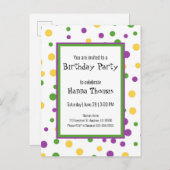 Mardi Gras Stippen Pret Verjaardagsuitnodiging Uitnodiging Briefkaart (Voorkant / Achterkant)