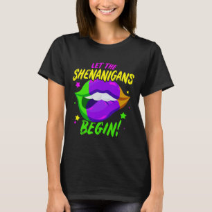 Mardi Gras Streken Carneval Feest Lippen Heren T-shirt
