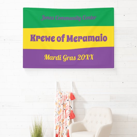 Mardi Gras strepen met aangepaste tekst Banner 4x6 (Insitu)