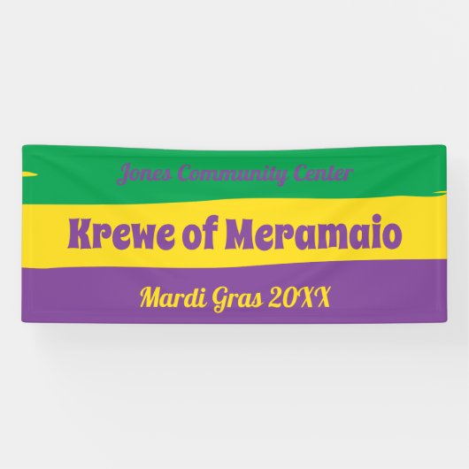 Mardi Gras strepen met aangepaste tekst Spandoek (Horizontaal)