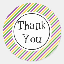 Mardi Gras Stripe Birthday Ronde Sticker