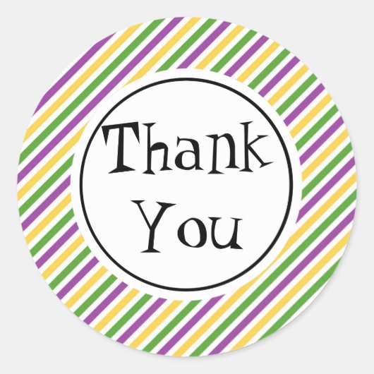 Mardi Gras Stripe Birthday Ronde Sticker (Voorkant)