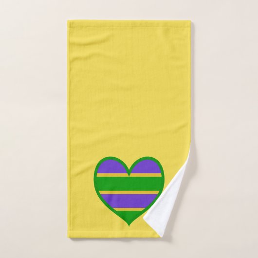 Mardi Gras Striped Heart Bad Handdoek (Handdoek)