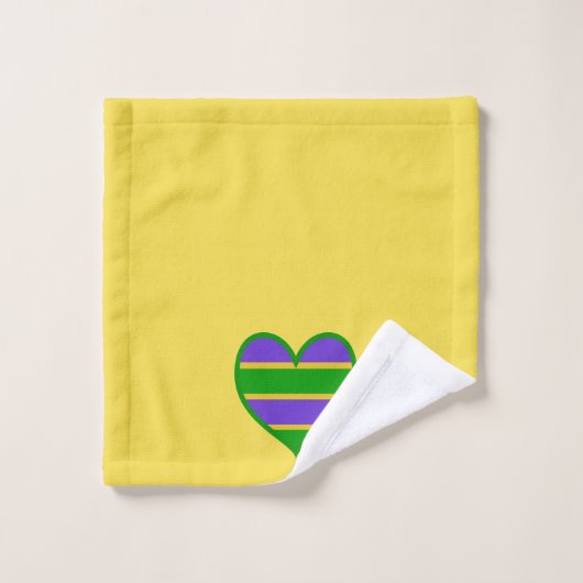 Mardi Gras Striped Heart Bad Handdoek (Wasdoekje)