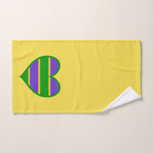 Mardi Gras Striped Heart Bad Handdoek (Handdoek)