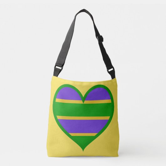 Mardi Gras Striped Heart Crossbody Tas (Voorkant)