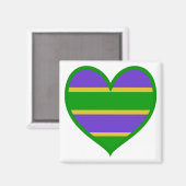 Mardi Gras Striped Heart Magneet (Voorkant / Achterkant)