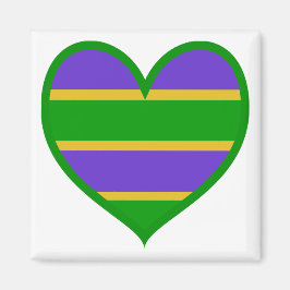 Mardi Gras Striped Heart Magneet