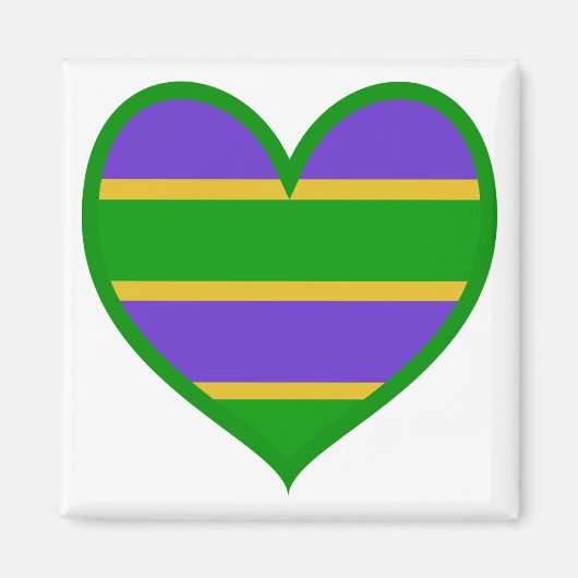 Mardi Gras Striped Heart Magneet (Voorkant)