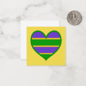 Mardi Gras Striped Heart Notitiekaartje (Voorkant / Achterkant in situ)