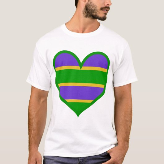 Mardi Gras Striped Heart T-shirt (Voorkant)