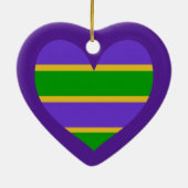Mardi Gras Striped Paars Heart Keramisch Ornament (Achterkant)