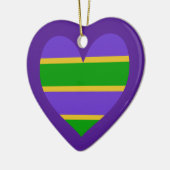 Mardi Gras Striped Paars Heart Keramisch Ornament (Links)