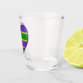Mardi Gras Striped Paars Heart Shot Glas (Rechts)
