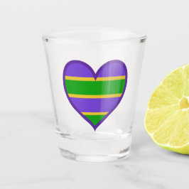 Mardi Gras Striped Paars Heart Shot Glas