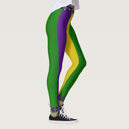 Mardi Gras Striped Pattern Leggings (Rechts)