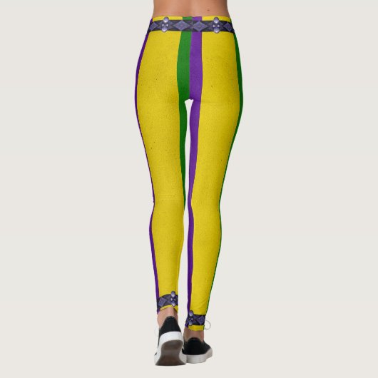 Mardi Gras Striped Pattern Leggings (Achterkant)