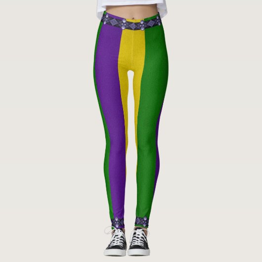 Mardi Gras Striped Pattern Leggings (Voorkant)