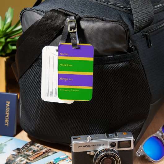 Mardi Gras Stripes Bagagelabel (Voorkant & Achterkant)