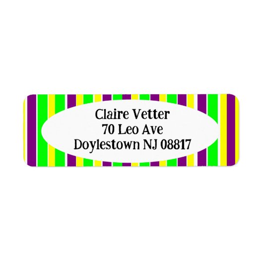 Mardi Gras Stripes Etiket (Voorkant)