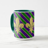 Mardi Gras Stripes & Fleur de Lys Mok (Voorkant links)