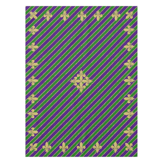 Mardi Gras Stripes & Fleur de Lys Tafelkleed (Voorkant)