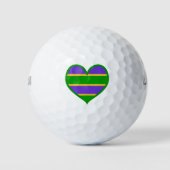 Mardi Gras Stripes Heart Golfballen (Voorkant)